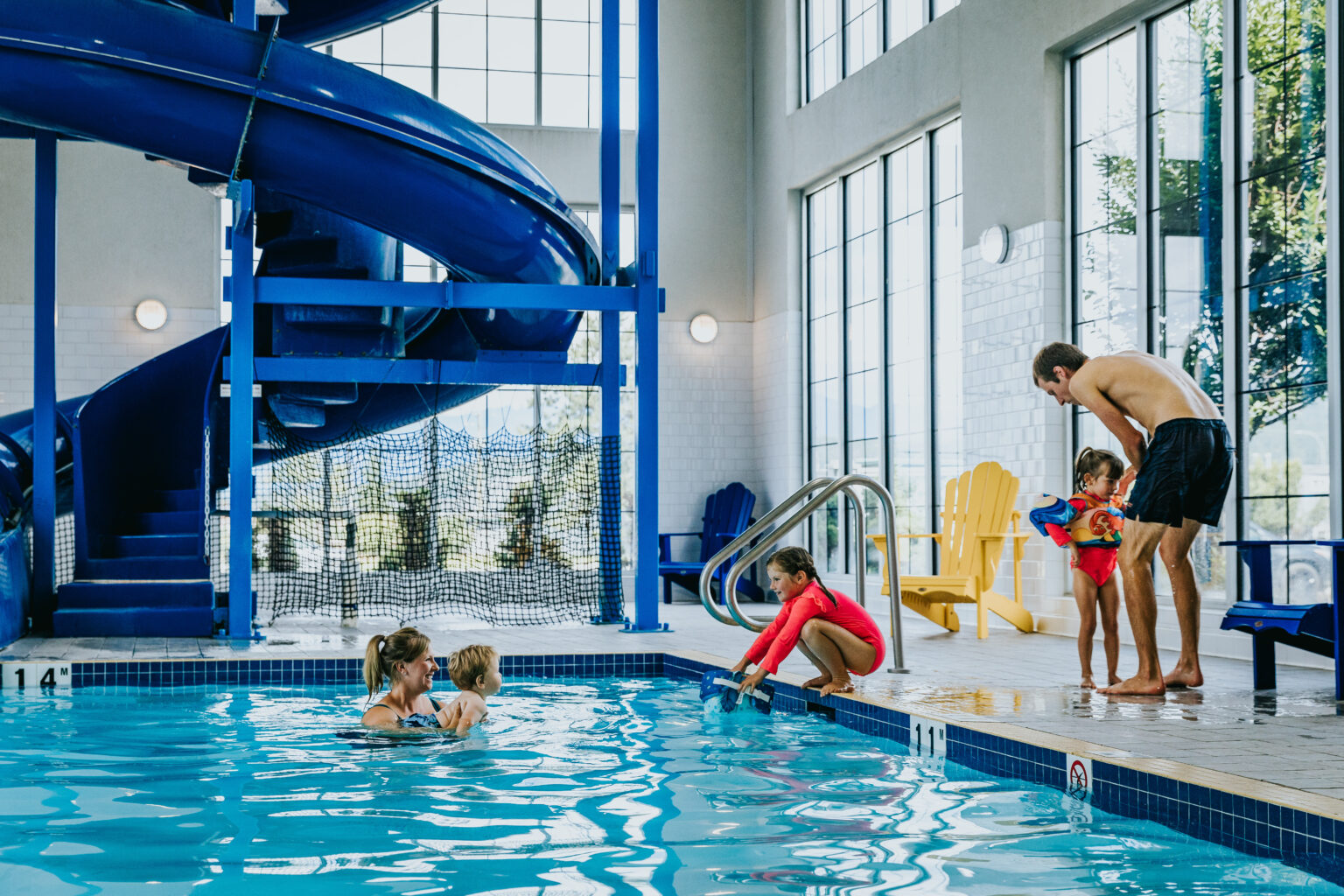 family at the prestige hotel waterslide